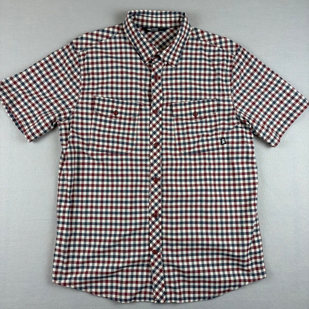 Outdoor Research Mens Wanderer Short Sleeve Shirt Large Burgundy Camp Hiking